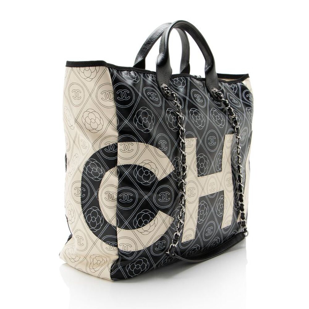 Chanel Coated Canvas Camellia Large Shopping Tote - Picture 2 of 14